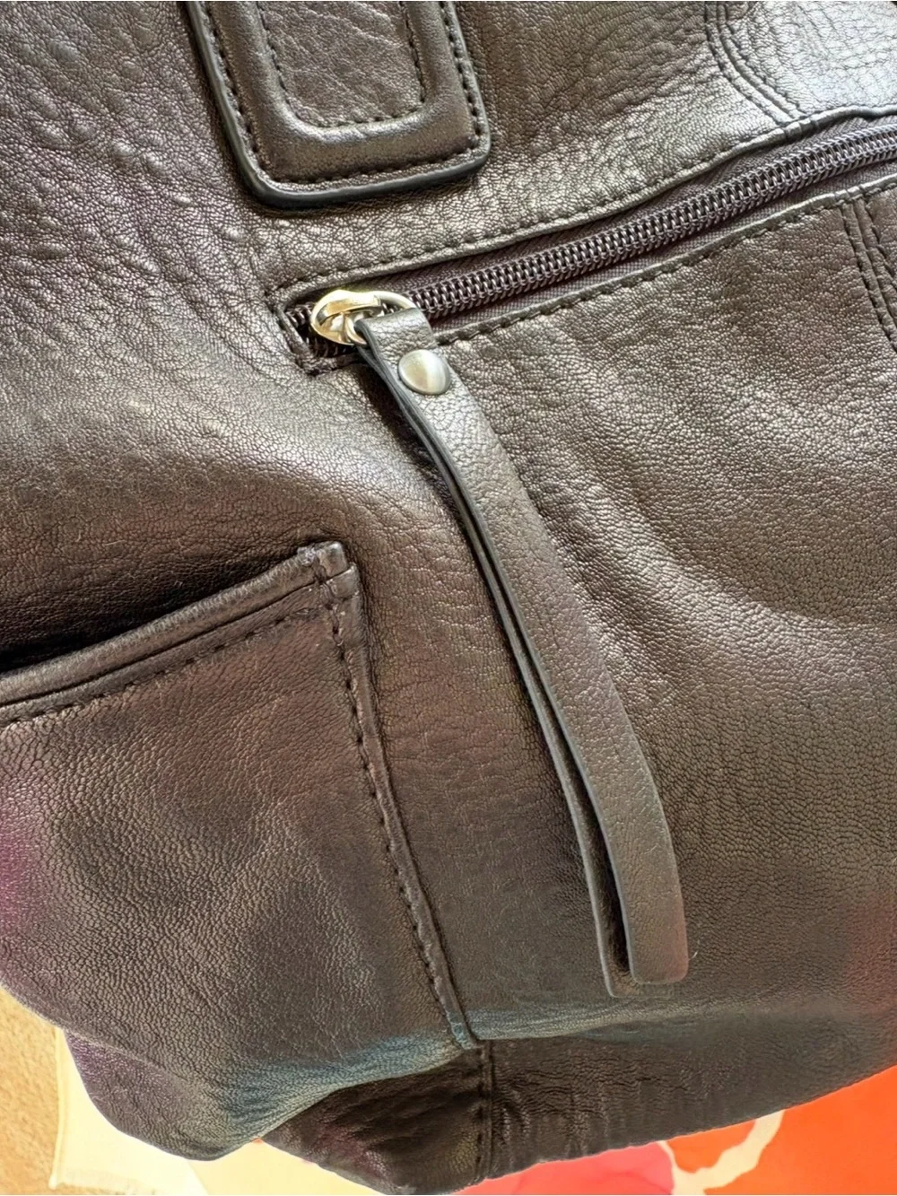 Perlina Espresso Soft Pebbled Leather Satchel Double Handled Handbag NWOT